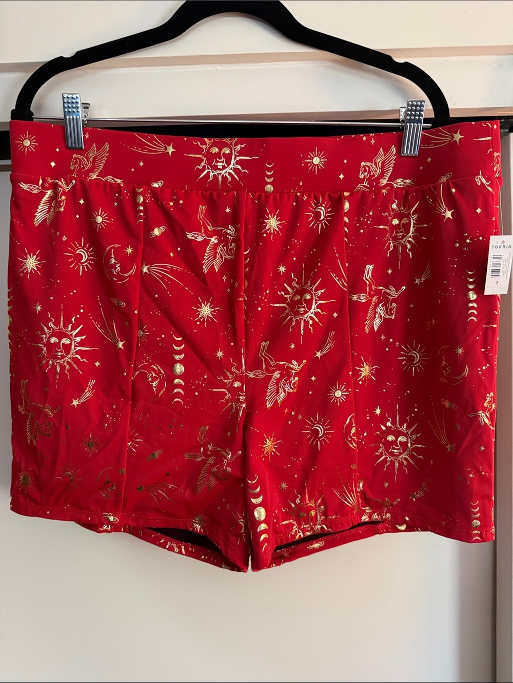 torrid Red and gold Metallic Celestial Swim Short